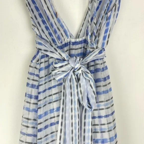 Misa Los Angeles -Dominika Blue &amp; White Striped Gauzy lined Dress Size XL