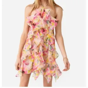 MISA LOS ANGELES miah dress in hello yellow flower mix Size Small