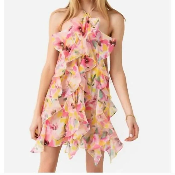 MISA LOS ANGELES miah dress in hello yellow flower mix Size Small