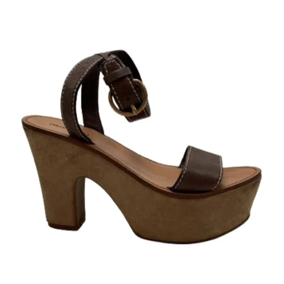 MIU MIU Platform Open Toe Ankle Strap Block Heel Sandals