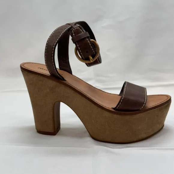 MIU MIU Platform Open Toe Ankle Strap Block Heel Sandals