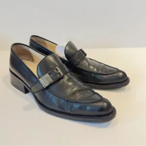 Miu Miu Women's Vintage Black Buckled Leather Loafers