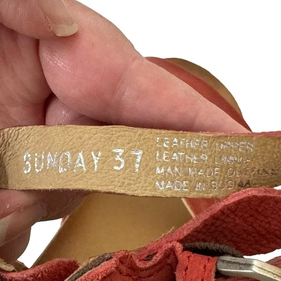 Miz Mooz Leather Ankle Strap Sandals Sunday Coral 37 US 7