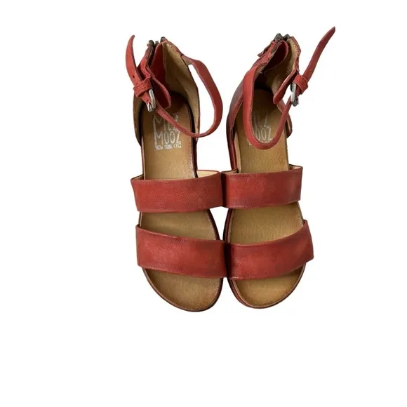 Miz Mooz Leather Ankle Strap Sandals Sunday Coral 37 US 7