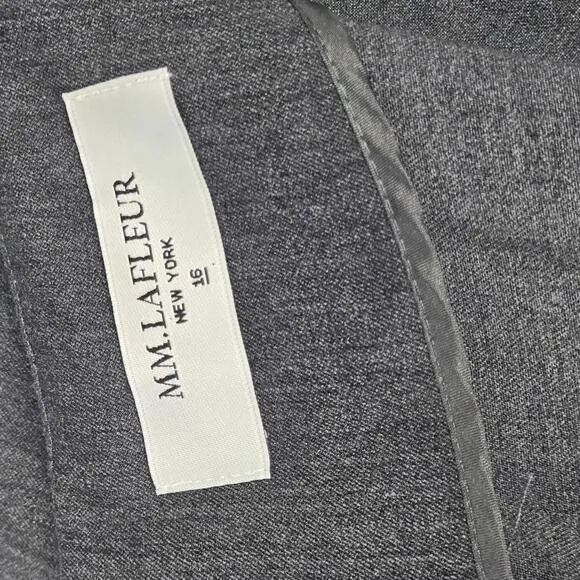 MM LaFleur Chic Dark Gray Cap Sleeve Sheath Front Slit Knee Length Dress Size 16