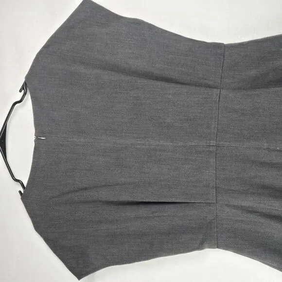 MM LaFleur Chic Dark Gray Cap Sleeve Sheath Front Slit Knee Length Dress Size 16