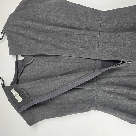 MM LaFleur Chic Dark Gray Cap Sleeve Sheath Front Slit Knee Length Dress Size 16