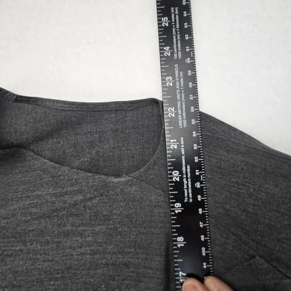 MM LaFleur Chic Dark Gray Cap Sleeve Sheath Front Slit Knee Length Dress Size 16