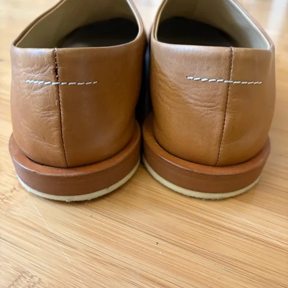 MM6 Maison Margiela Tan Square Toe Leather loafers - SIZE 38