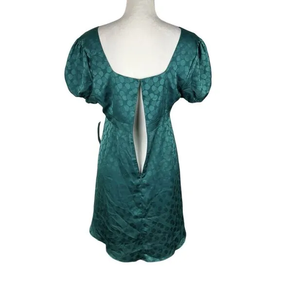Modcloth I Wanna Be Adored Babydoll Dress Green Puff Sleeve Size Medium NEW