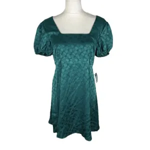 Modcloth I Wanna Be Adored Babydoll Dress Green Puff Sleeve Size Medium NEW