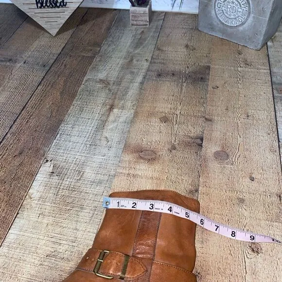 MOMA Brown Distressed Leather Biker Buckle Ankle Boots Sz-37 / 7 US