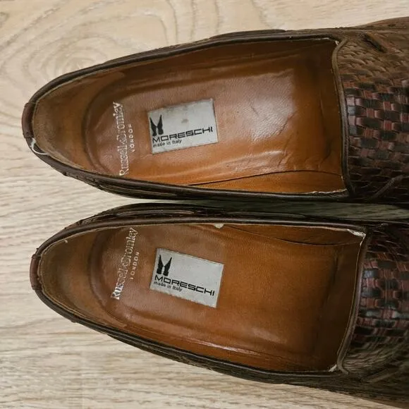 Moreschi Brown Leather Tasseled Dress Shoes Slip-On Loafers Mens Size US 10