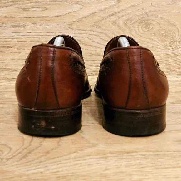 Moreschi Brown Leather Tasseled Dress Shoes Slip-On Loafers Mens Size US 10