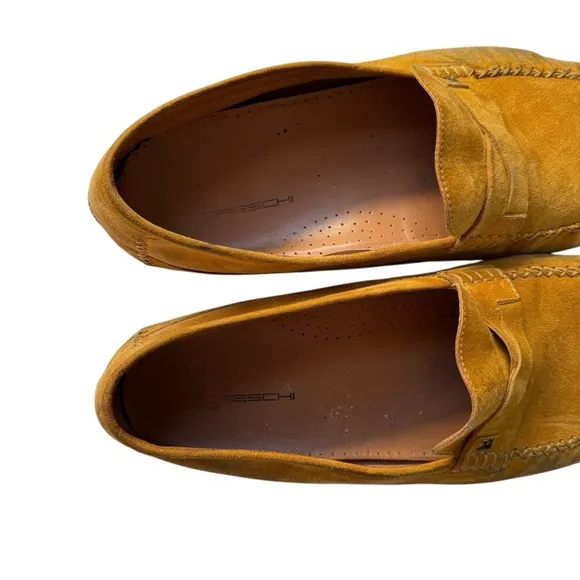 Moreschi Men’s Golden Yellow Suede Driving Shoes Slip On Loafers Size 12 US