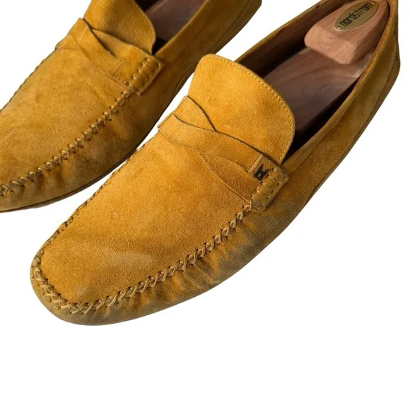 Moreschi Men’s Golden Yellow Suede Driving Shoes Slip On Loafers Size 12 US