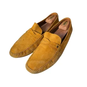 Moreschi Men’s Golden Yellow Suede Driving Shoes Slip On Loafers Size 12 US