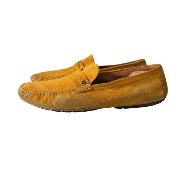 Moreschi Men’s Golden Yellow Suede Driving Shoes Slip On Loafers Size 12 US