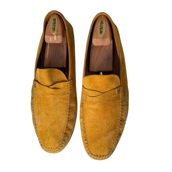 Moreschi Men’s Golden Yellow Suede Driving Shoes Slip On Loafers Size 12 US