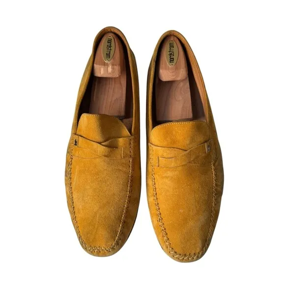 Moreschi Men’s Golden Yellow Suede Driving Shoes Slip On Loafers Size 12 US