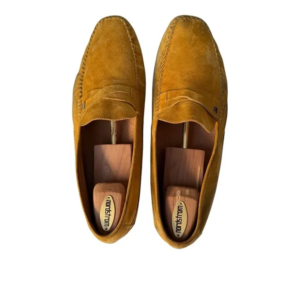 Moreschi Men’s Golden Yellow Suede Driving Shoes Slip On Loafers Size 12 US