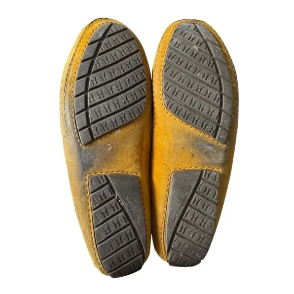 Moreschi Men’s Golden Yellow Suede Driving Shoes Slip On Loafers Size 12 US