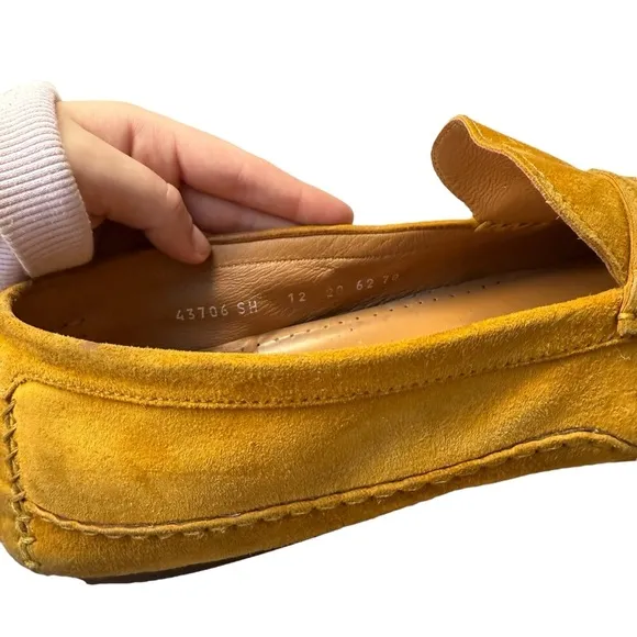 Moreschi Men’s Golden Yellow Suede Driving Shoes Slip On Loafers Size 12 US