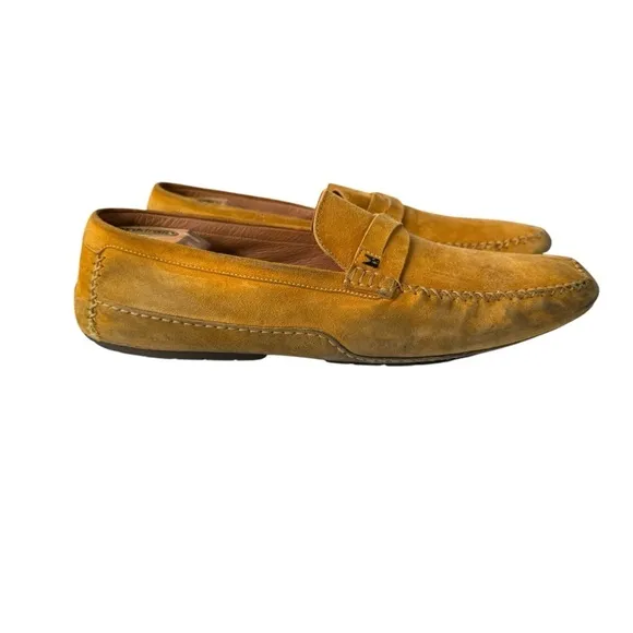 Moreschi Men’s Golden Yellow Suede Driving Shoes Slip On Loafers Size 12 US