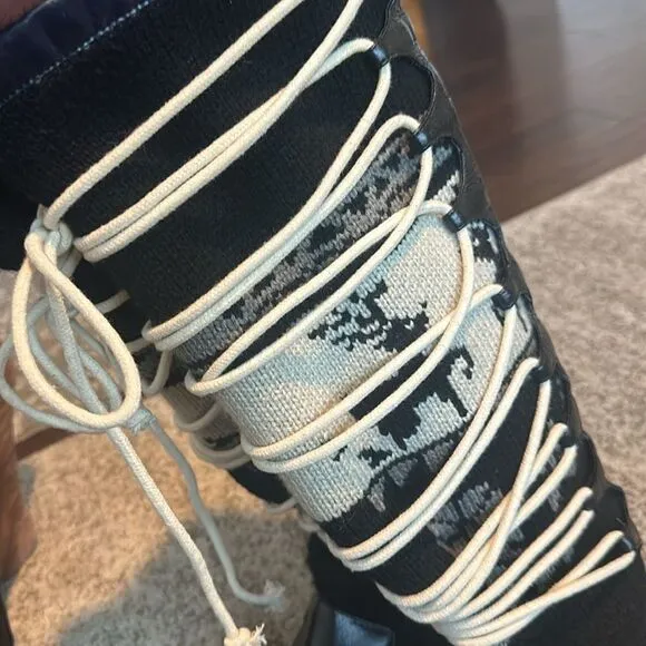 Moroccan Style Handmade Leather &amp; Knit Boots 8.5
