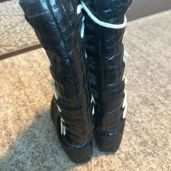 Moroccan Style Handmade Leather &amp; Knit Boots 8.5