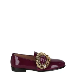Moschino Logo Buckle Loafers Purple Womens