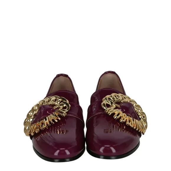 Moschino Logo Buckle Loafers Purple Womens