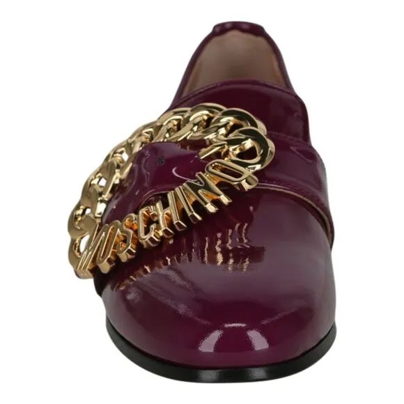 Moschino Logo Buckle Loafers Purple Womens