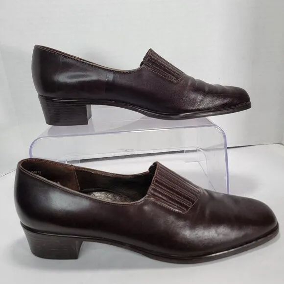 Munro Womens 10 Leather Slip-On Loafers Brown Office Business Casual Made in USA