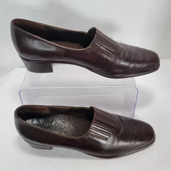 Munro Womens 10 Leather Slip-On Loafers Brown Office Business Casual Made in USA