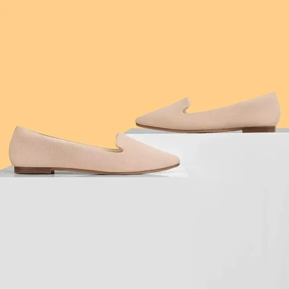 Musshoe Flat Shoes Women Cream Microfiber Comfortable Slip on Flats Shoes