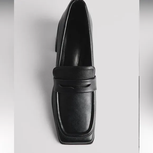 NA-KD Squared Toe Heeled Loafers