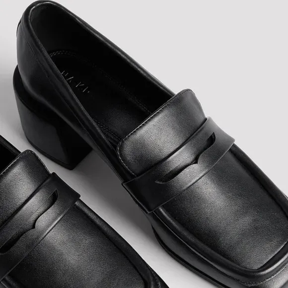 NA-KD Squared Toe Heeled Loafers