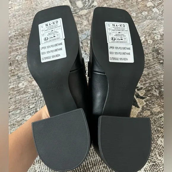 NA-KD Squared Toe Heeled Loafers