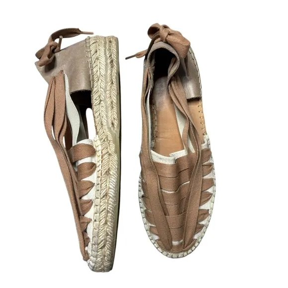 Naguisa Soc Espadrilles shoes Woven ribbon leather women’s size 39 / US 9 taupe