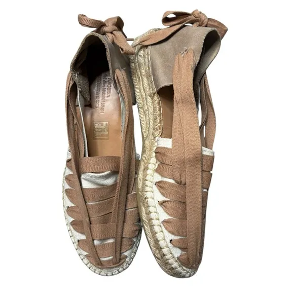 Naguisa Soc Espadrilles shoes Woven ribbon leather women’s size 39 / US 9 taupe