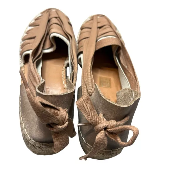 Naguisa Soc Espadrilles shoes Woven ribbon leather women’s size 39 / US 9 taupe