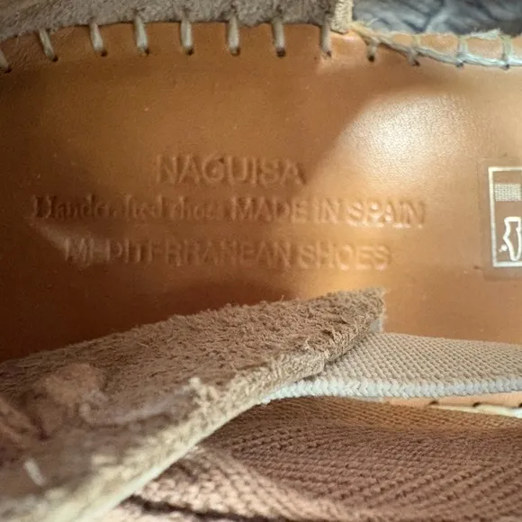 Naguisa Soc Espadrilles shoes Woven ribbon leather women’s size 39 / US 9 taupe