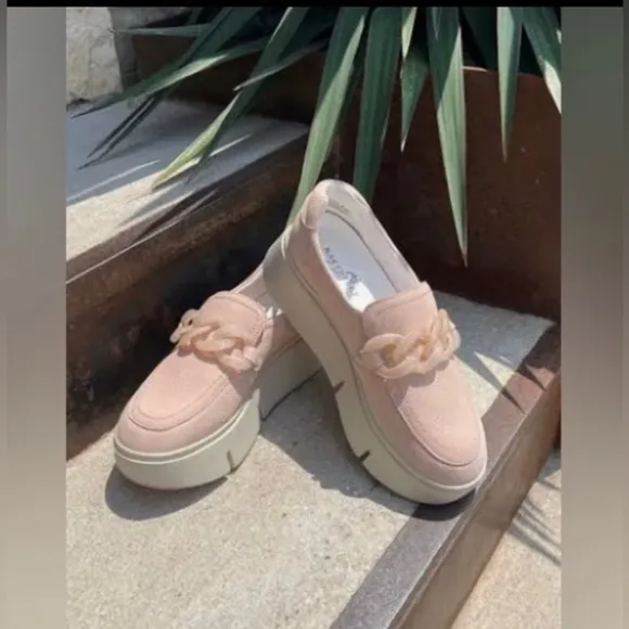 NAKED FEET Leather Platform Slip On Loafers/ Color: Rosette (Blush Pink)…