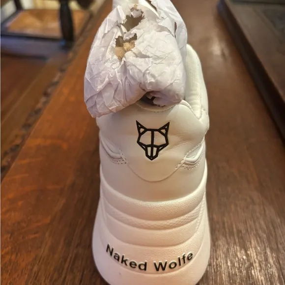 Naked Wolfe White Chunky Sneakers with High-Top Design