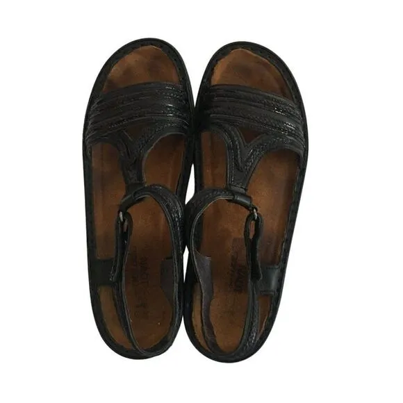 Naot black womens sandals size 38