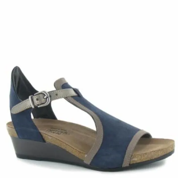 Naot Fiona Navy Ankle Strap Wedge Sandals Sz 37/6