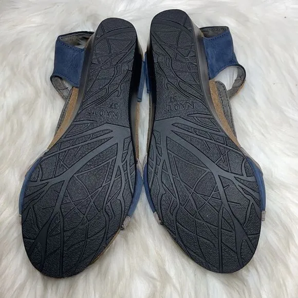 Naot Fiona Navy Ankle Strap Wedge Sandals Sz 37/6