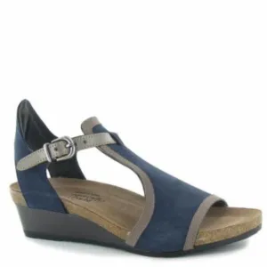 Naot Fiona Navy Ankle Strap Wedge Sandals Sz 37/6