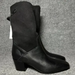 Napoleoni Italy Leather Sz 39 US 8.5 Pull On Black Boots New